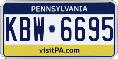 PA license plate KBW6695
