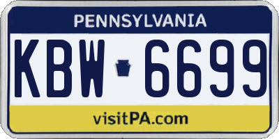 PA license plate KBW6699
