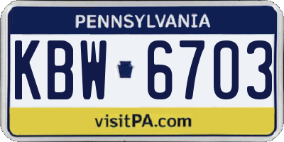 PA license plate KBW6703
