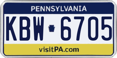 PA license plate KBW6705