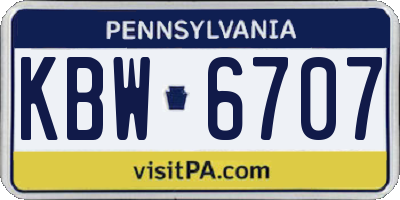 PA license plate KBW6707