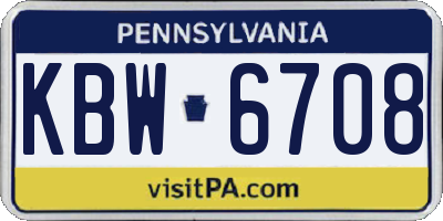 PA license plate KBW6708