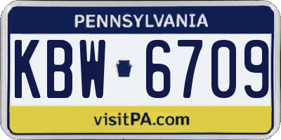 PA license plate KBW6709