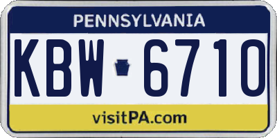 PA license plate KBW6710