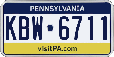 PA license plate KBW6711