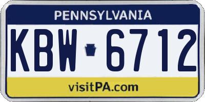 PA license plate KBW6712