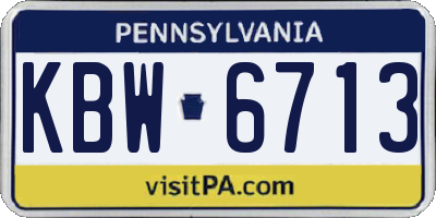 PA license plate KBW6713