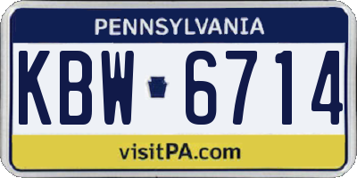 PA license plate KBW6714