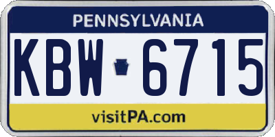 PA license plate KBW6715