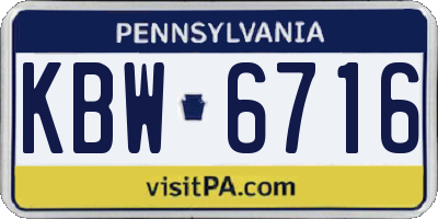 PA license plate KBW6716