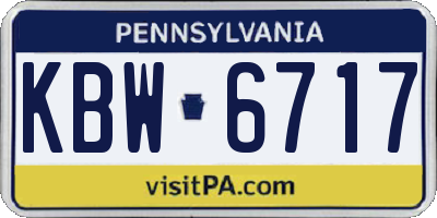 PA license plate KBW6717