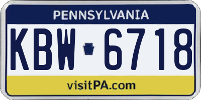 PA license plate KBW6718