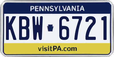 PA license plate KBW6721