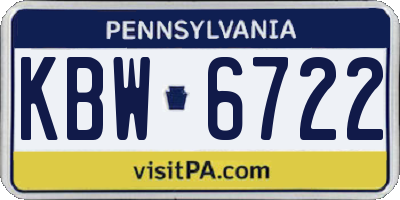 PA license plate KBW6722