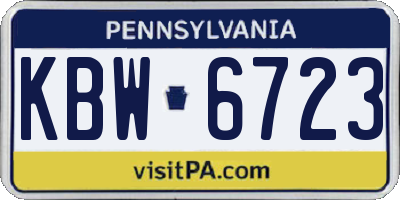 PA license plate KBW6723