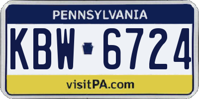 PA license plate KBW6724