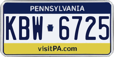 PA license plate KBW6725