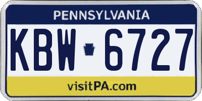PA license plate KBW6727