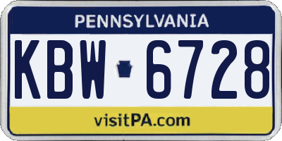 PA license plate KBW6728
