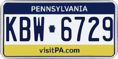 PA license plate KBW6729