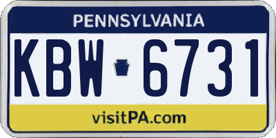 PA license plate KBW6731