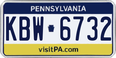 PA license plate KBW6732