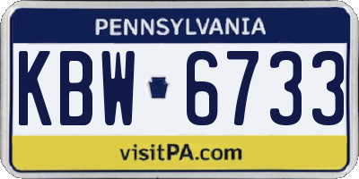 PA license plate KBW6733