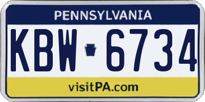 PA license plate KBW6734