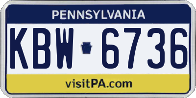 PA license plate KBW6736