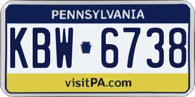 PA license plate KBW6738