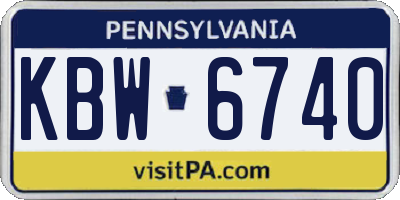 PA license plate KBW6740