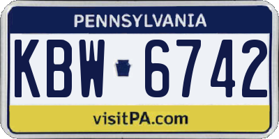 PA license plate KBW6742