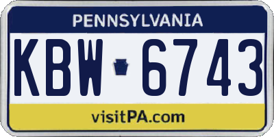 PA license plate KBW6743