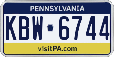 PA license plate KBW6744