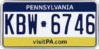 PA license plate KBW6746