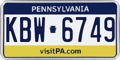 PA license plate KBW6749