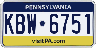 PA license plate KBW6751