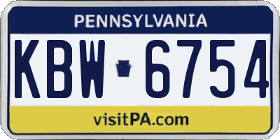 PA license plate KBW6754