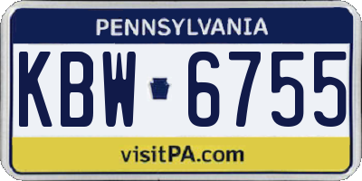 PA license plate KBW6755