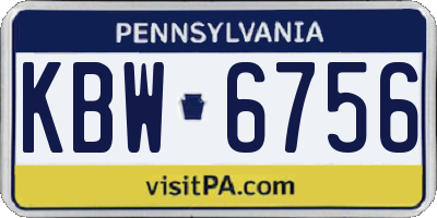PA license plate KBW6756