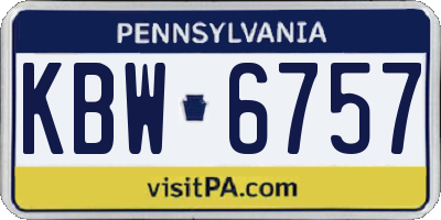 PA license plate KBW6757