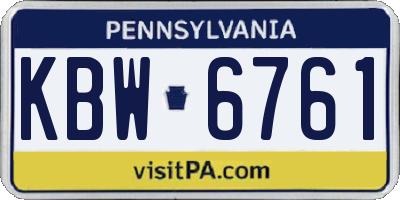 PA license plate KBW6761