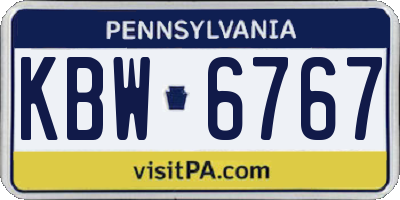PA license plate KBW6767