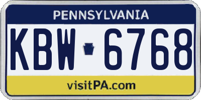 PA license plate KBW6768