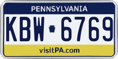 PA license plate KBW6769