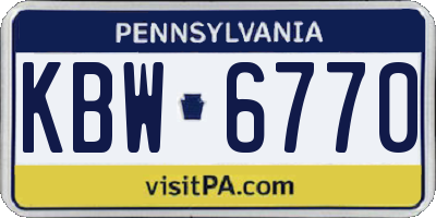 PA license plate KBW6770