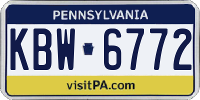 PA license plate KBW6772