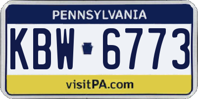 PA license plate KBW6773