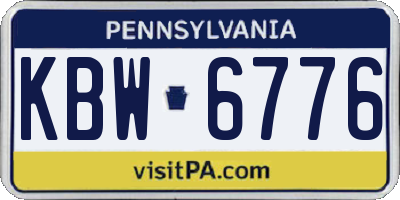 PA license plate KBW6776