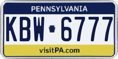 PA license plate KBW6777
